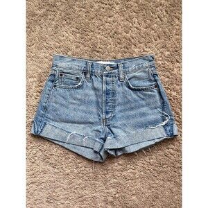 Denim Forum Aritzia The Farrah Rolled-Cuff Shorts in Picture This Bleu Size 24
